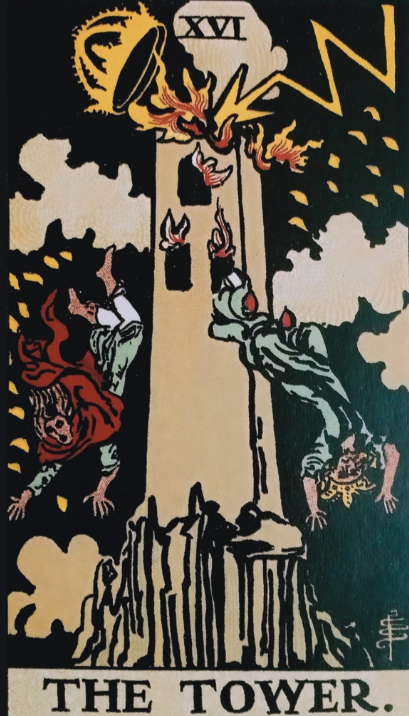 Image showing The Tower Tarot Card in Finance,Money,Career,Love,Marriage,Relationship and meaning of The Tower card with symbolism and future prediction 